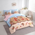 thumbnail image 2 of Erosebridal Kids Kawaii Capybara With Funny Food Twin Bedding Sets 7-Piece,Boys Girls Cute Flowers Ice Cream Bedding Comforter SetPink Reversible, 2 of 6