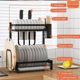 thumbnail image 4 of Double-Layer Drain Rack, Stainless Steel Dishware Rack with Removable Drip Tray, Black Kitchen Sink Dish Rack, Rust-Proof Countertop Supplies Storage Rack, 4 of 6