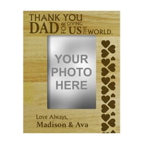Engraved Wood Personalized Picture Frame With Names - Fathers Day Gift - 4 x 6 Inches Horizontal