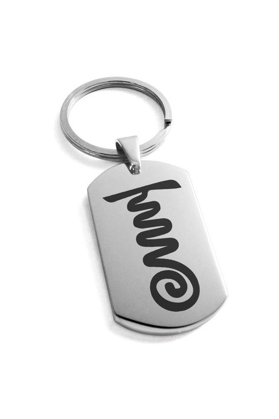 Stainless Steel Reiki Tibetan Fire Serpent Chakra Engraved Dog Tag Keychain Keyring
