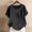 Black, variant on Hrsba Womens Casual Tops Solid Color Button Court Style Loose Short Sleeve Crew Neck Blouse Lightweight Soft Fabric Summer Daily Top for Women