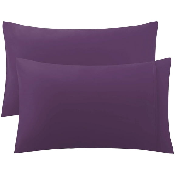 PiccoCasa 2 Pack Egyptian Cotton Pillowcases for Queen Pillow, 20"x30" Deep Purple