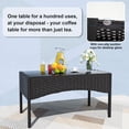 thumbnail image 5 of Gotland 4-Piece Outdoor Patio Furniture Set, Wicker Rattan Chairs & Sofa with Cushions and Glass Coffee Table, Conversation Set for Backyard, Lawn, Porch, Pool, Garden,Navy Blue, 5 of 9
