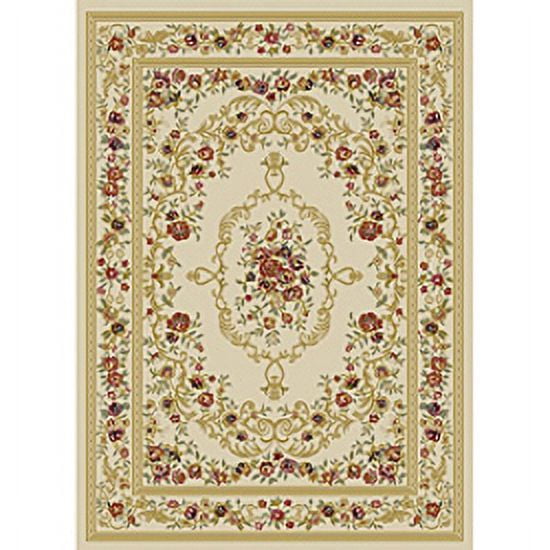 At Home with the O Royal Medallion Ivory/ Beige Floral Rug