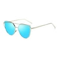 thumbnail image 2 of Womens Cat Eye Mirror Flat Lens Silver Frame Fashion Sunglasses, 2 of 4