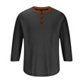 thumbnail image 4 of VSSSJ Mens Muscle T-Shirts Button Up Waffle Knit Stretch Henley Shirt Slim Fit Crewneck Short Sleeve Lightweight Workout Athletic Tees Black S, 4 of 5