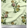 thumbnail image 1 of Soimoi Polyester Crepe Fabric Leaves & Floral Block Printed Craft Fabric by The Yard 52 Inch Wide, 1 of 3