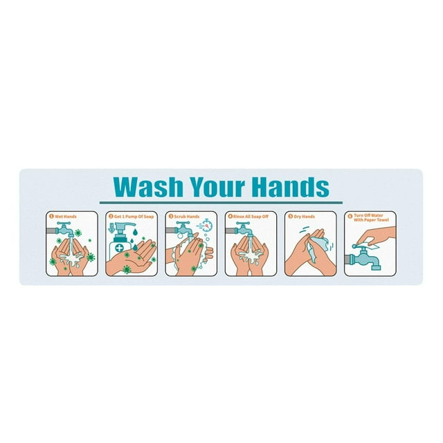 Cartel de «Lávese las manos», guía de lavado de manos con pasos claros, letrero visible con instrucciones para el lavado de manos para oficinas y rest