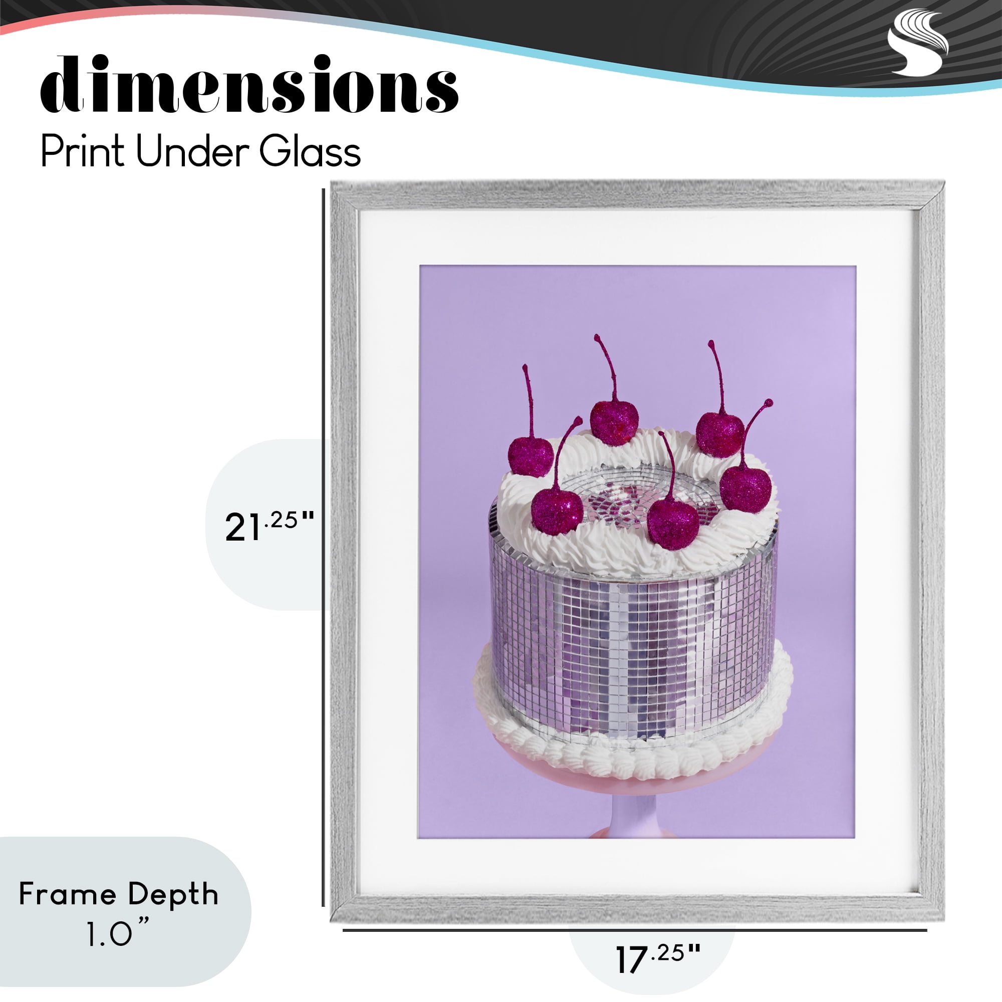 Stupell Industries Gleaming Disco Cake Gray Framed Print Under Glass, design by LISH Creative