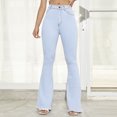 thumbnail image 2 of Winter Fleece Lined Leggings Women Women Fashion High Waist Wide Leg Stretch Thin Stitching Denim Flared Pants Winter Plush Warm High Waist Elastic Slim Pants Slim Winter Leggings, 2 of 5