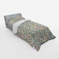 thumbnail image 3 of Abstract Duvet Cover Set, Vintage Inspired Continuous Colorful Pattern with Drop Shape Tiny Leaves, Bedding Set with Shams and Fitted Sheet, 3 Sizes, by Ambesonne, 3 of 3