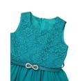 thumbnail image 3 of CHICTRY Girls Lace Chiffon Party Dress Hi-Low Hem Prom Gown with Belt Green 16, 3 of 7