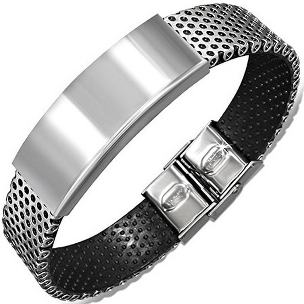 My Daily Styles Stainless Steel Black Inner Rubber Bracelet with
