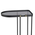 thumbnail image 3 of Privilege C-Style Modern Metal Accent Table with Smoked Glass Top in Black, 3 of 3