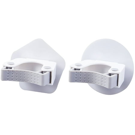 

2Pcs Punch-Free Mop Hanging Rack Wall-Mounted Broom Rack Anti-Slip Hanging Clips White (Round + Prismatic)