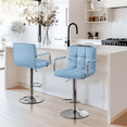 thumbnail image 2 of Alden Design PU Leather Bar Stools with Large Steel Pedestal Base, Set of 2, Blue, 2 of 8
