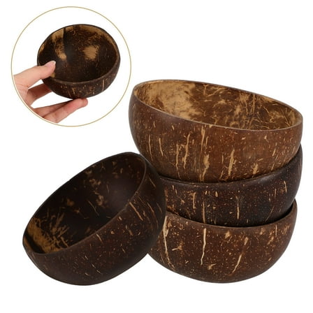 OUNONA 4pcs Coconut Shell Bowls Small Food Serving Bowls Creative Snack Storage