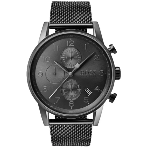 Hugo Boss Chronograph 1513674 Gray Dial Gray Mesh Stainless Steel Bracelet 44mm Mens Watch
