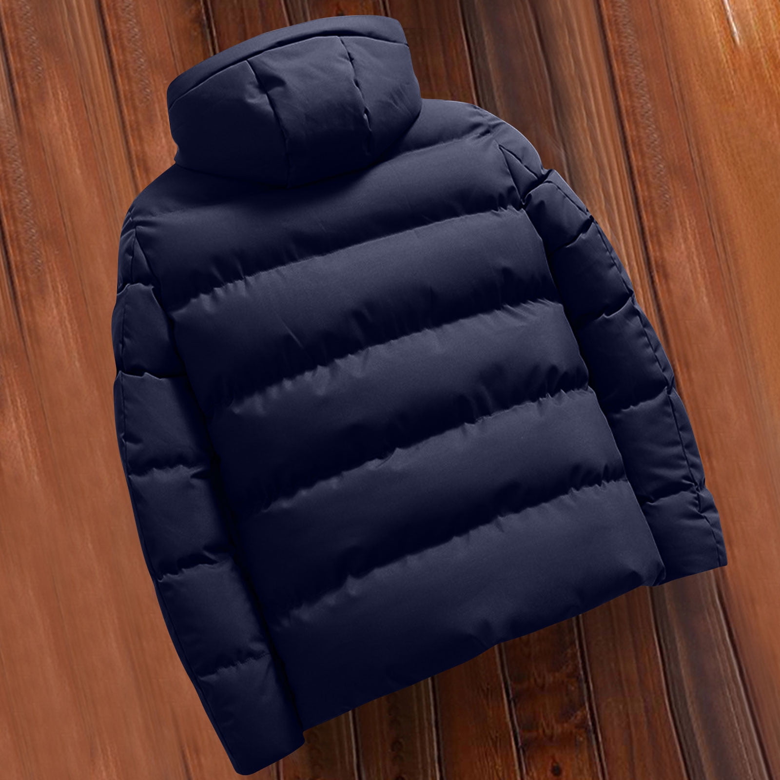 BiZtdJrK Lightweight Puffer Jacket for Men with Hood Big and Tall Full Zip Long Sleeve Hooded Quilted Jackets Solid Color Winter Hoodie Coats Navy M