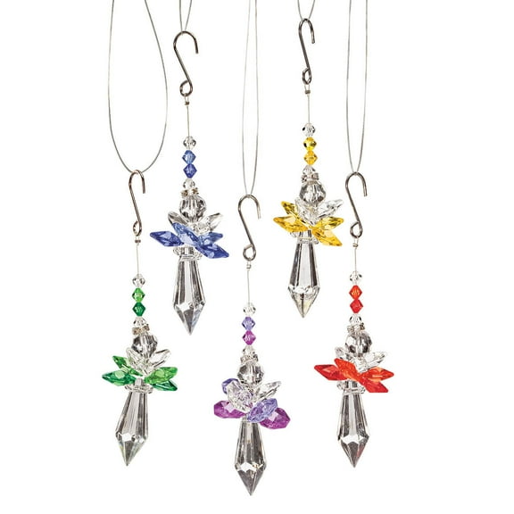 Crystal-Like Angel Ornaments, Set of 5