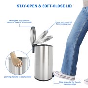 Better Homes & Gardens 3.1 Gallon Small Stainless Steel Bathroom Step Trash Can with Soft-Close Lid, Silver