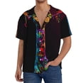 thumbnail image 1 of Fotbe Neon Psychedelic Giraffe Camisa Estampada de Manga Corta para Hombre, Casual de Verano, Estilo Playero, Sin Arrugas-4X-Large, 1 of 5