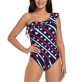 thumbnail image 2 of Picia Patriotic Star Pattern Women's One Piece Swimsuits,One Shoulder Swimwear Asymmetric ,Ruffle Monokinis Bathing Suits,High Waisted Flattering Bathing Suits-Medium, 2 of 8