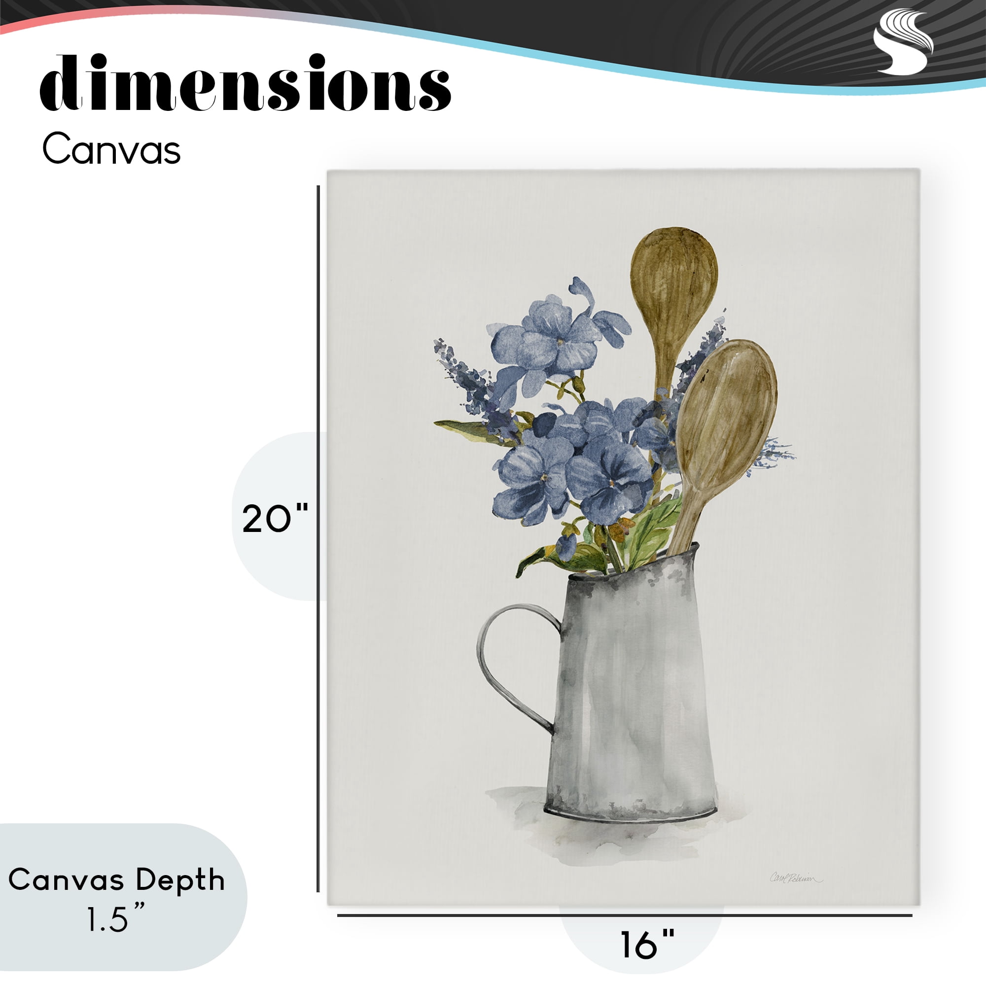 Stupell Industries Kitchen Spoons & Blue Blooms Canvas Wall Art, design by Carol Robinson