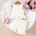 thumbnail image 4 of Amidoa Girls 2 Piece Outfits Summer Clothes Tank Top Sleeveless Solid Color Cute T-Shirt and Casual Shorts Kids Clothing Sets White Size 1T, 4 of 9