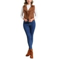 thumbnail image 2 of INSPIRE CHIC Women's Casual Faux Suede Sleeveless Short Biker Vest Jacket XL Dark Brown, 2 of 6