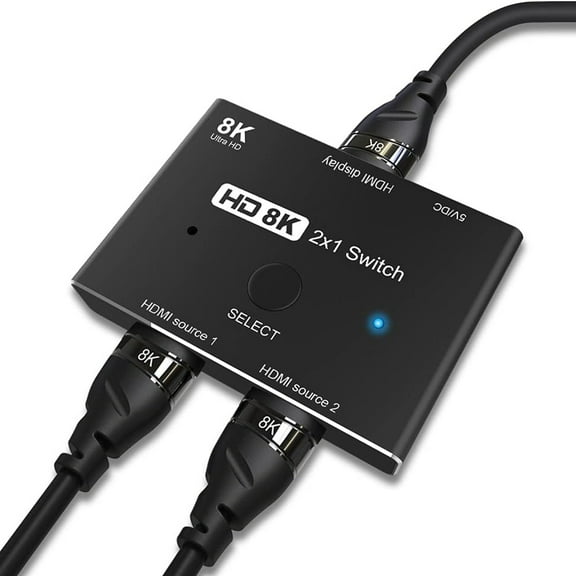 HDMI 2.1 Ultra HD High Speed 48Gbps Directional Switch Adapter 2 in 1 out 8K@60Hz 4K@120Hz Converter Compatible with Xbox/PS5/Projectors/Monitors-Black