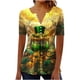thumbnail image 3 of TaTaai Women's St. Patrick's V-Neck Top, Soft Cotton Breathable, Relaxed Fit, Short Sleeve, Printed Ruching Button, Pullover, Holiday Casual Daily Spring Summer Outings Multi-Color Gift, 3 of 5