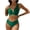 #0025-Green, variant on Womens Backless Two Piece Bikini Solid Color Wave Trim Padded Wireless Stretchy UV 50+ for Beach Tropical Vacation Summer Pool Wear