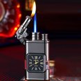 thumbnail image 4 of Windproof Lighter, Vintage Lighter with Watch, Jet Torch/Soft Flame Switchable Lighter, Cool Lighter with Adjustable Flame Dial, Butane Refillable for Men/Husband (Black,Fuel Not Included), 4 of 5