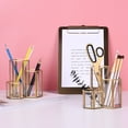 thumbnail image 3 of Glass Gold Pen Holder Hexagon Shaped Organizer for Desk Pens Rulers Makeup Brush Storage Combination for Case Container, 3 of 7