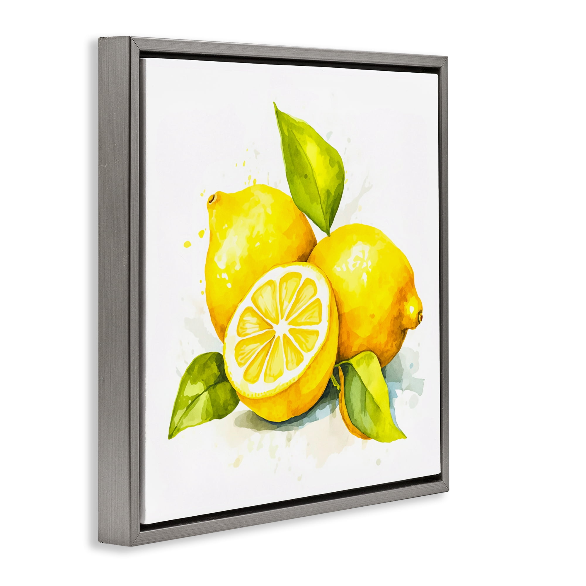 Stupell Industries Lemon Harvest Fruits Food & Beverage Painting Gray Floater Framed Canvas Art Print Wall Art, 25 x 25
