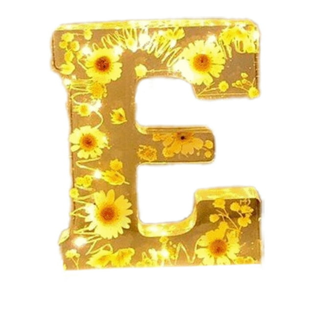 Rvkxad Flower Letter Night Light, Resin Floral Alphabet LED Light for Home Decor, Bedside Lamp, Gift Light, Decorative Lamp
