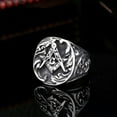 thumbnail image 2 of HOOUN Sea Wave Masonic Signet Ring Stainless Steel Men's Freemason Punk Ring Size 7-14-12, 2 of 3