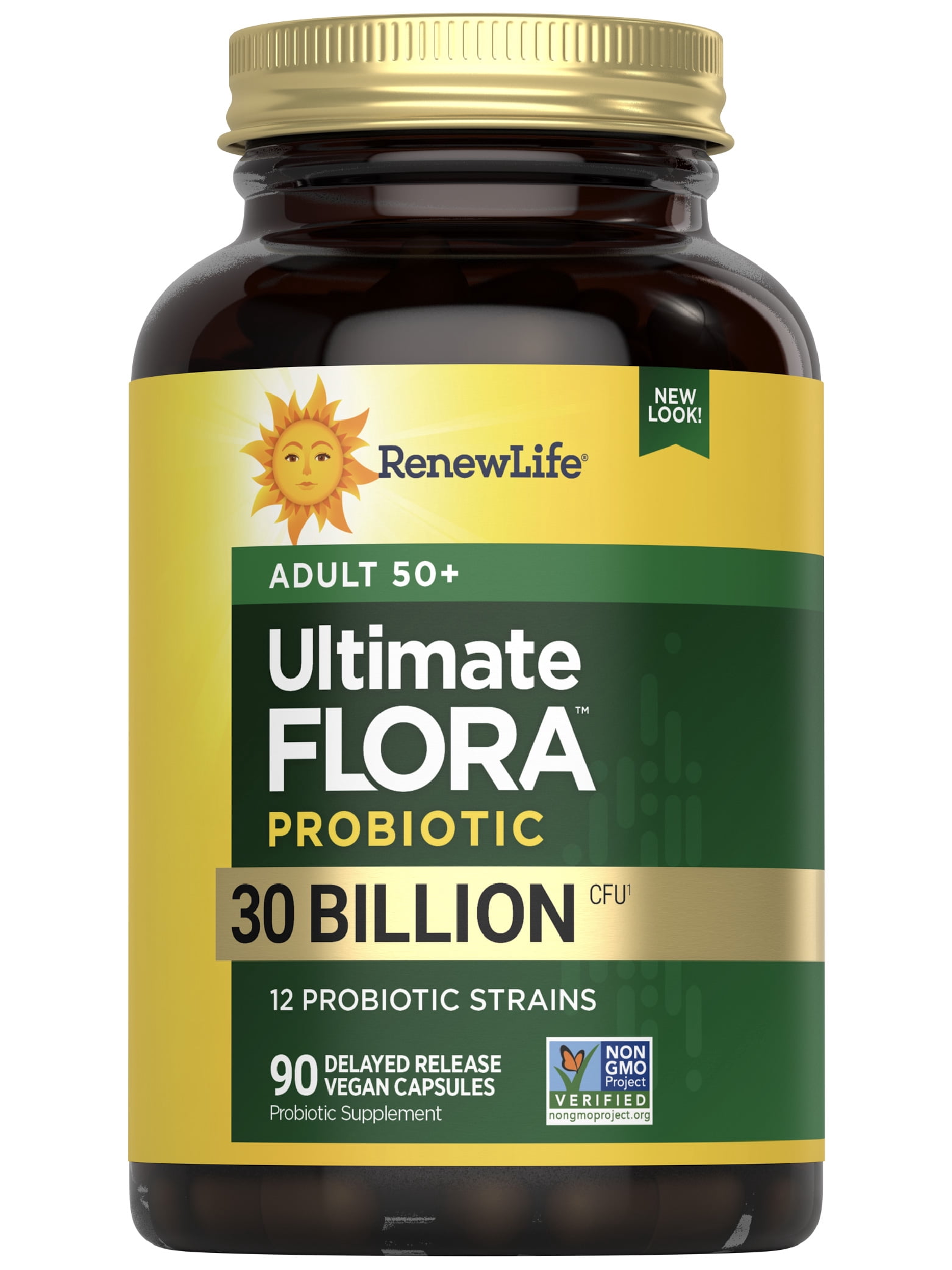 Renew Life Probiotic | Adult 50 Plus Probiotic Capsules | 30 Billion CFU | 90 Count