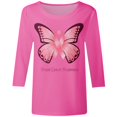 thumbnail image 4 of Fgnfyis T-Shirts pour Femmes Sensibilisation au Cancer Hauts Décontractés Col Rond Manches Trois Quarts Design Imprimé pour Quotidien Printemps Été Automne Célébrations Hauts pour Femmes Rose P, 4 of 4