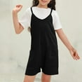 thumbnail image 5 of XXWXYD Girls Jumpsuit Sleeveless Spaghetti Strap Shorts with Pocket, Lightweight Casual Romper Spring Summer Autumn, 5 of 8