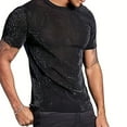 thumbnail image 2 of Kaemgyyd Mens Mesh Shirt Sequin Sparkle See Through Short Sleeve Muscle Tee Shirts Trendy Round Neck Party Club Top, 2 of 4