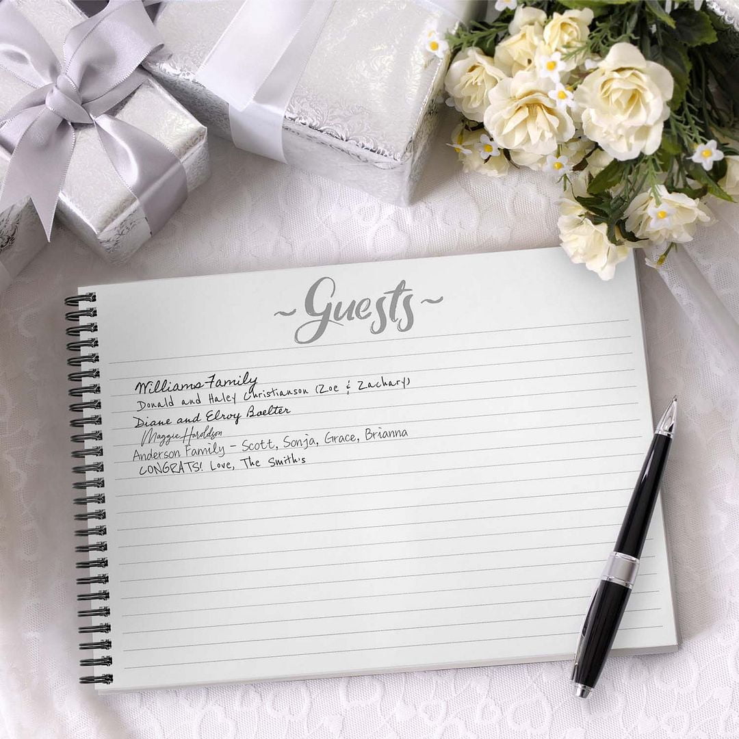 Hardcover Always And Forever Wedding Guestbook / 120 Lined Guest Signature Pages Inside / 11" x 8.5" Landscape Lay Flat Anniversary Guest Book / Black Metal Spiral Binding
