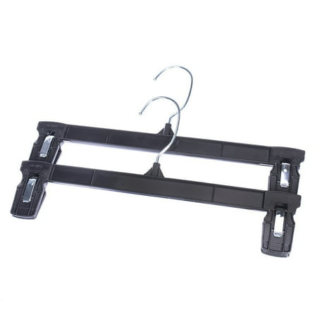 Hanger-Central-Bottom-Skirt-and-Pants-Hangers-Bulk-Pack-of-25-10-inch-Recycled-Plastic-Heavy-Duty-Thin-Non-Slip-Black-Pinch-Clip-Clasp-Break-Resi