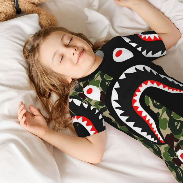 Kids Bape Shark Camo Pajama Set Shirts Pants Shorts Set Kids Boys Girls Cartoon Home Daily Playwear Walmart