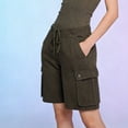 thumbnail image 4 of ClodeEU Women's Stretch Denim Shorts with Pockets,Comfortable Casual Jean Shorts Army Green,Womens Plus XL, 4 of 8
