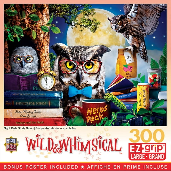 MasterPieces 300 Piece EZ Grip Puzzle - Night Owls Study Group - 18"x24"