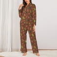 thumbnail image 2 of Salouo Cute Armadillos Pattern Women's Pajamas Set Long Sleeve Button Down Sleepwear Soft Pj Lounge Sets for women 2 Piece Pjs Set with Long Pants-, 2 of 7