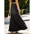 thumbnail image 3 of High Waist Women Casual A Line Long Denim Skirt with Pocket, 3 of 6