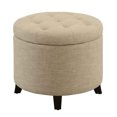 thumbnail image 1 of Convenience Concepts Designs4Comfort Faux Linen Round Storage Ottoman, 1 of 5
